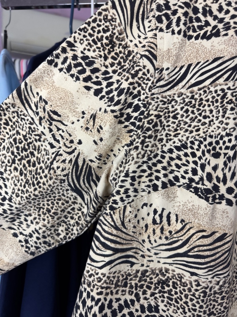 Vintage Lifestyle Woman Cotton Animal Print Jacket Mixed Safari 1X - Picture 4 of 4